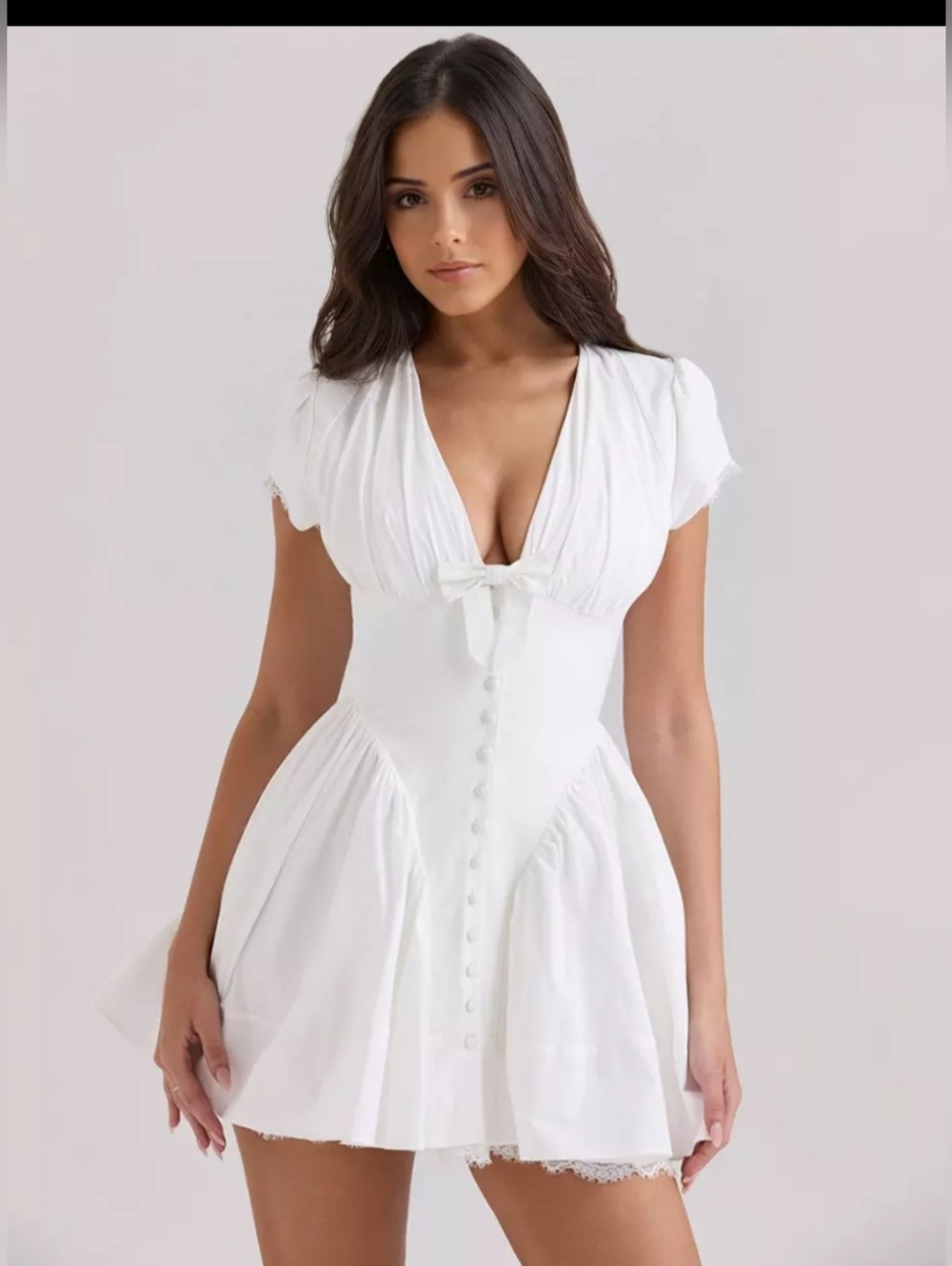 Emiliana Lace Trim Stretch Cotton Minidress
HOUSE OF CB.